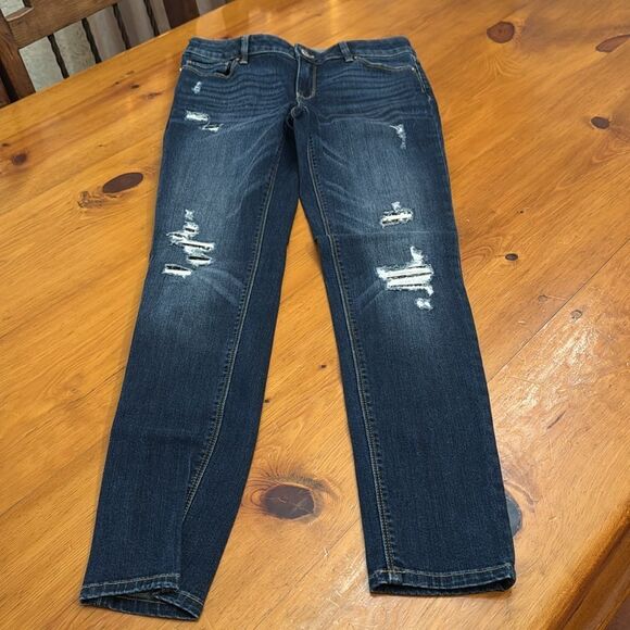 White House Black Market Distrusted Skinny Sequin Jeans - Picture 7 of 13